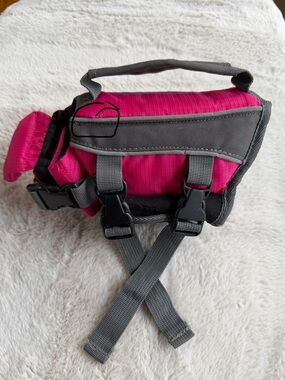 Pink and Gray Adjustable dog life jacket
